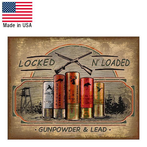 メタルサイン "LOCKED N' LOADED" 縦32cm×横40.5cm アメリカ製 ■ シュ...