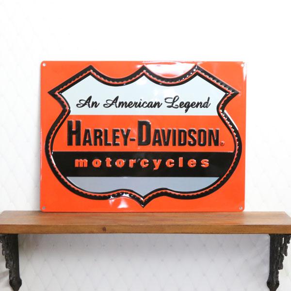 エンボス メタルサイン "Harley-Davidson" ハーレーダビッドソン 看板 縦32cm×...