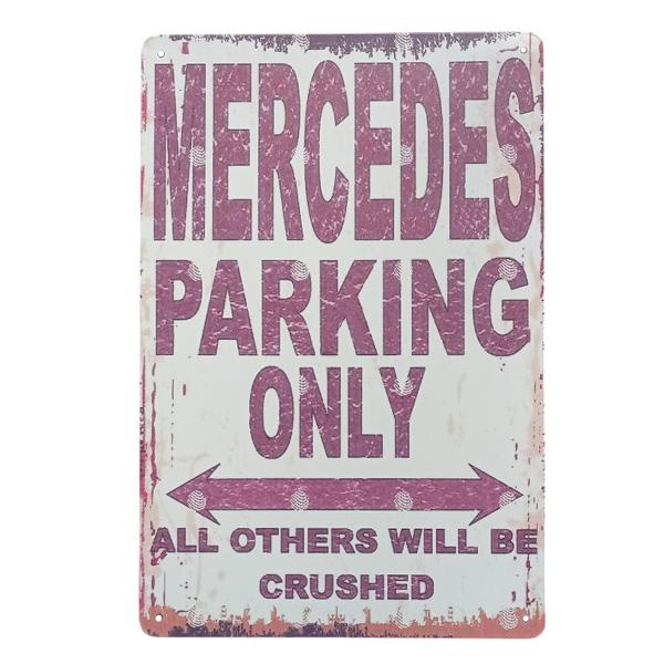 メタルサイン "MERCEDES PARKING ONLY" メルセデス 専用駐車場 看板 縦30c...