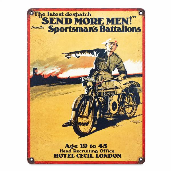 SEND MORE MEN 金属製看板 約30.5×23cm メタルサイン 第一次世界大戦 英国 募...