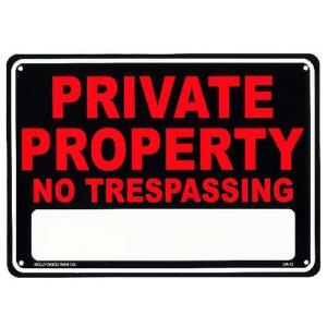 プラスチックサイン "PRIVATE PROPERTY" 私有地につき立入禁止 看板 26cm×36cm ■ 注意 警告 壁掛け サイン ショップ ガレージ インテリア プラスチック看板｜labline