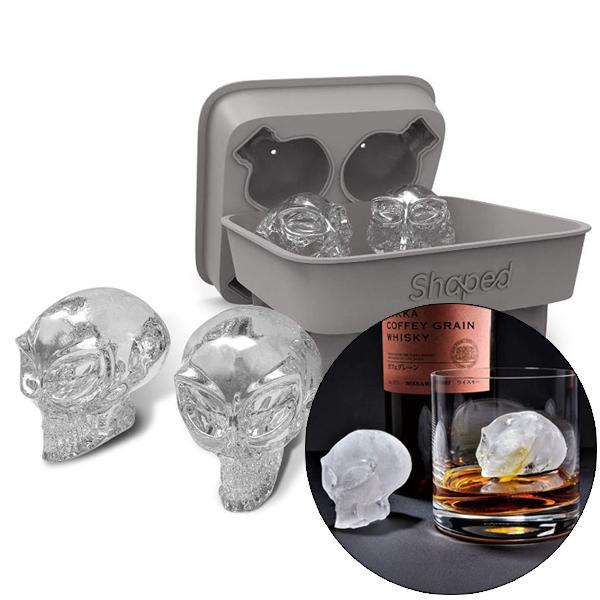 3D エイリアン スカル アイス 製氷機 シリコン トレイ エイリアンスカルヘッドの氷が4個作れる製...