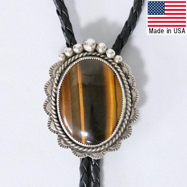 ループタイ 天然タイガーアイ 使用 シルバー ボロタイ アーティストオリジナル証明書付属 ■ ネイテ...