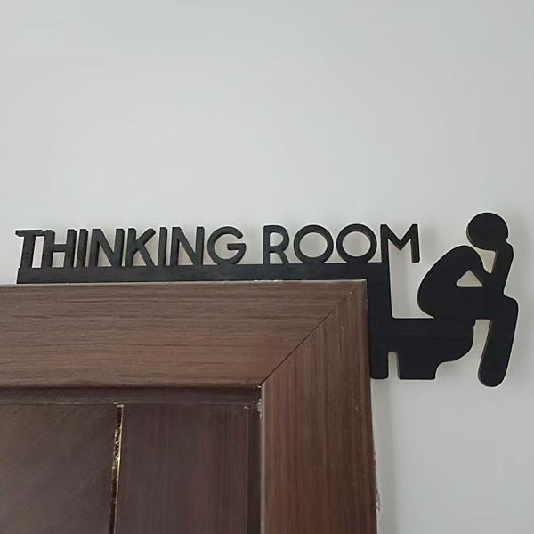 ドア枠用 ウッドサイン THINKING ROOM トイレ 横30×縦10cm ■ 木製 プレート ...