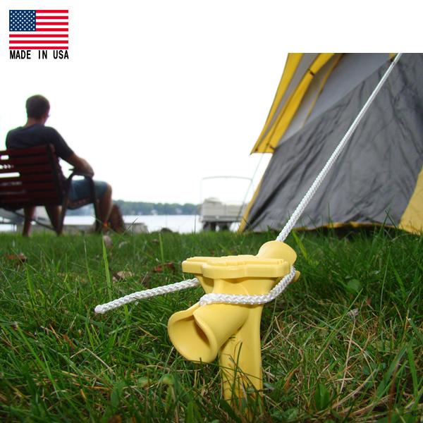 ペグ アウトドアステーク 4本セット イエロー アメリカ製 ■ テント タープ ロープ 木 杭 簡単...