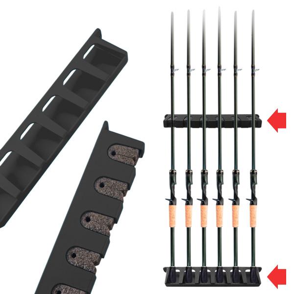 釣竿ホルダー 壁掛け 6本収納 ブラック ■ ロッドホルダー 釣り フィッシングロッド 釣り竿 ラッ...