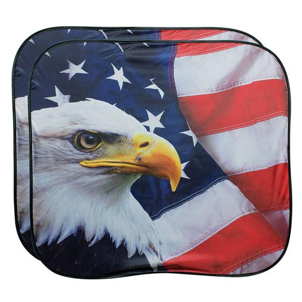サンシェード イーグル × 星条旗 車用 フロントガラス カーシェイド 2枚セット ナイロンループお...