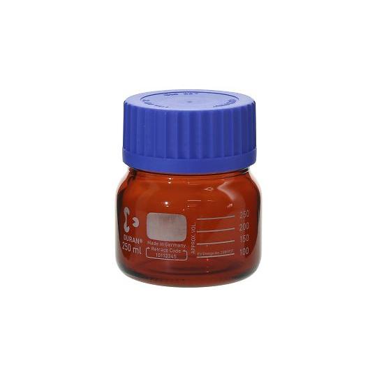 ねじ口びん(広口) GLS-80 茶褐色 青キャップ付 250mL 017250-1250A