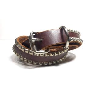 EDUARDO LEATHER スタッズベルト 2 STUDS BELTE - BROWN （24%OFF）｜labo04onlineshop