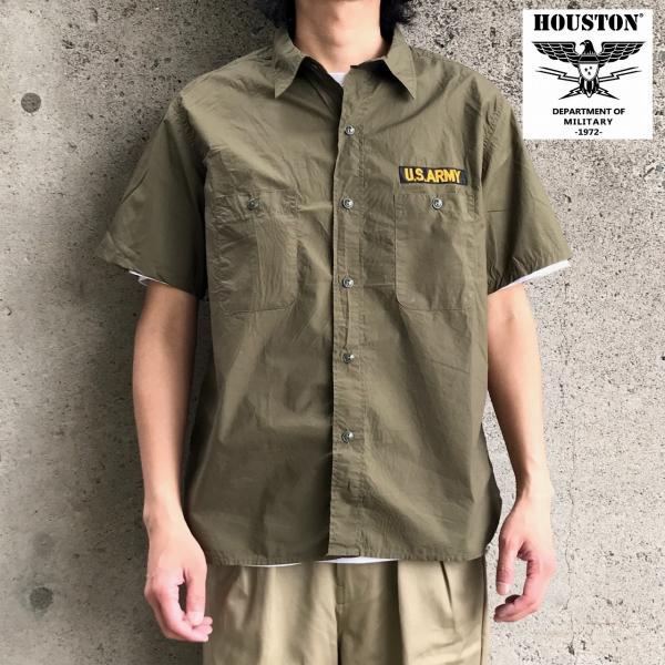 ヒューストン HOUSTON ミリタリー シャツ ARMY POPLIN S/S SHIRT - O...