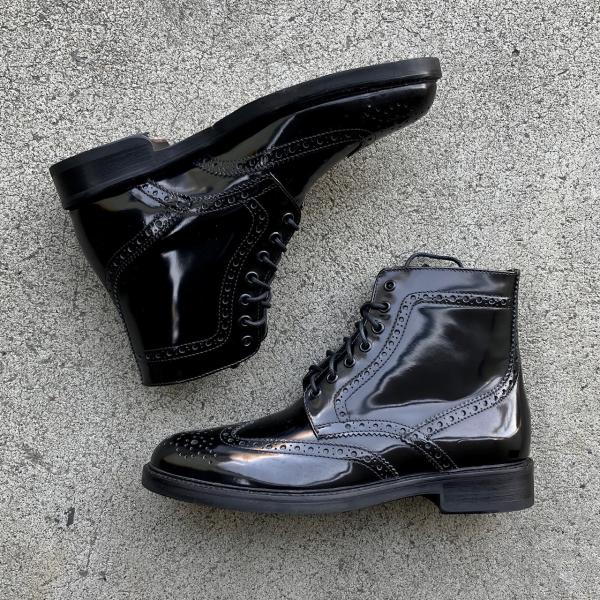 ウィングチップ ブーツ ROSSO ARTIGIANO BOOTS イタリア製 40サイズ BLAC...