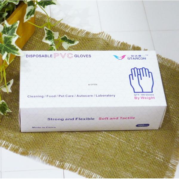 STARCON PVC プラスチック手袋 ＜Lサイズ＞ 100枚入り パウダーレス 左右兼用