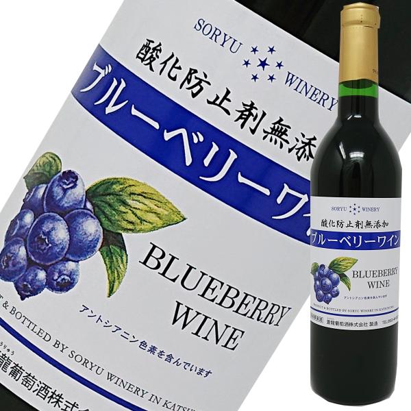 ブルーベリーワイン 酸化防止剤無添加 蒼龍葡萄酒 山梨 勝沼 ミディアムボディ 辛口 720ml フ...
