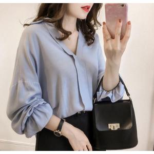 クーポン利用で半額(50%OFF) ブラウス レディース 長袖 シフォンブラウス フォーマル トップス 大きいサイズ 無地 フォーマル 通勤 オフィス 送料無料