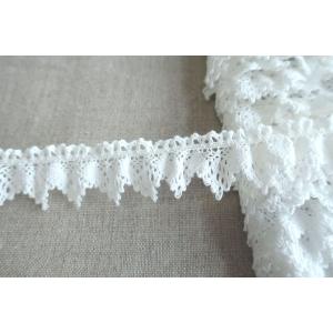 手芸 トーションレース 幅広フリルレース オフホワイト ギャザー入り
