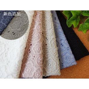 国産　小花とペイズリー柄　ボリューム刺繍生地　(7色)　2個までネコポス可能　KLM52