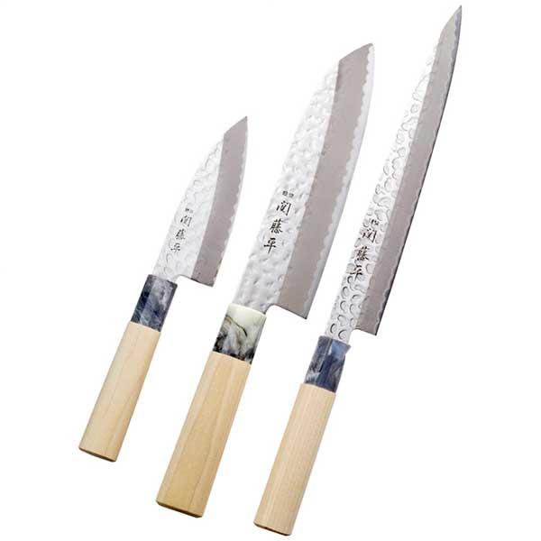 ヤクセル 関藤平 鎚起 刺身・三徳・小出刃包丁3本セット 32057