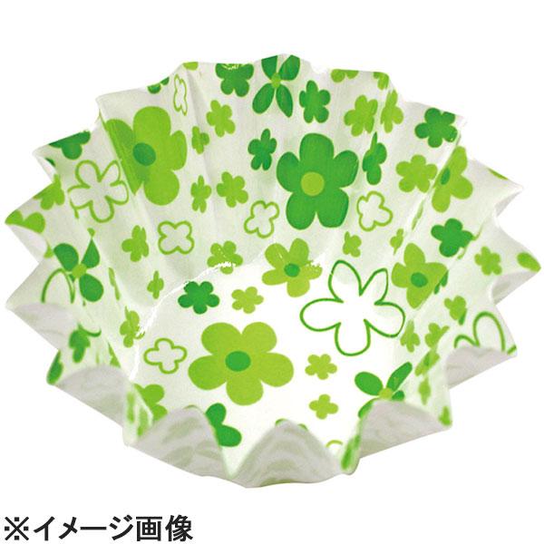 アヅミ産業 紙カップココケース丸型(500枚入) 小花柄6号深グリーン (XAZ5204)