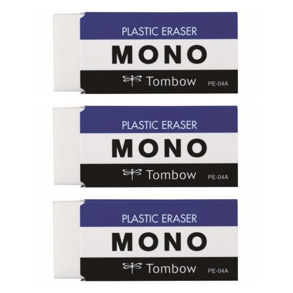 トンボ鉛筆 MONO 消しゴム PE04 小学生から (低学年にもピッタリのスタンダードサイズ) 3...