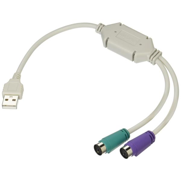 変換名人 PS/2接続キーボードとマウス → USB 変換アダプタ 日本語/英語キーボード用 USB...