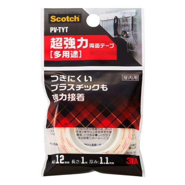 3M スコッチ 超強力両面テープ 多用途 12mm×1m 芯25mm PV-TYT