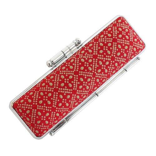 伝統工芸「印伝」印鑑ケース 「印鑑ケース10.5mm/12.0mm共用サイズ」 C-33「赤印伝 幾...