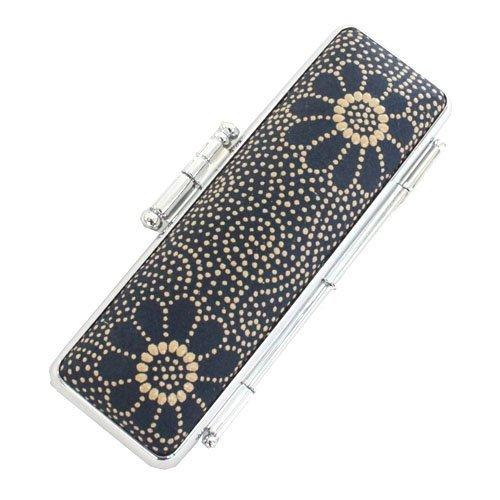 伝統工芸「印伝」印鑑ケース 「印鑑ケース13.5mm/15.0mm共用サイズ」C-35「紺印伝 菊」...