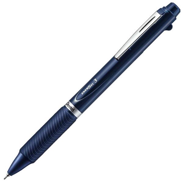 ぺんてる ボールペン ゲルインキ エナージェル 多色 0.5mm ダークブルー軸 XBLC35C 黒...