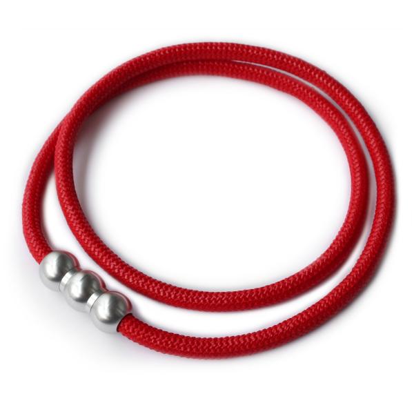 [エルグ] シナプスネックレス(WAVE) Red×Silver EGSWN203 L (53cm)