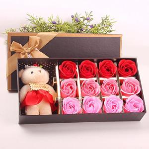 Menshow(メンズショウ) 母の日 花 熊のぬいぐるみ 石鹸の花 枯れない花 クマ付き 綺麗な花束 造花 ソープフラワー ローズフラワー 贈り物