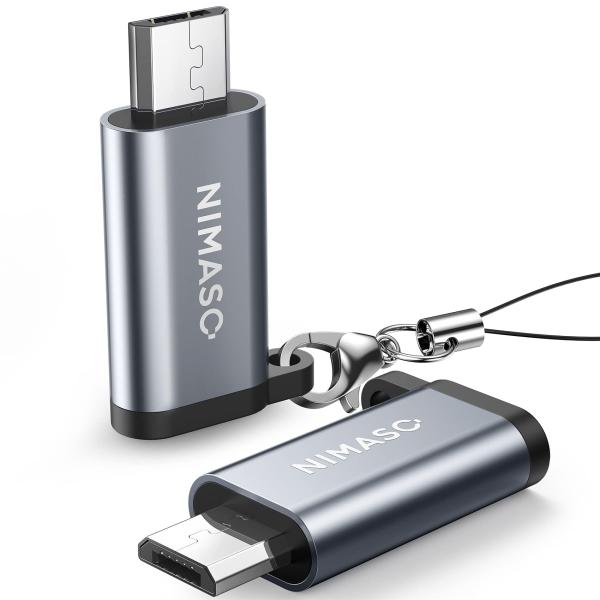 NIMASO マイクロUSB変換アダプター【56kΩレジスタ搭載 2個入り】microusb 変換 ...