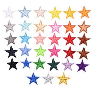 XUNHUI 33色から星ワッペン アイロンワッペン 刺繍 アップリケ 星 33枚セット 3.5CM｜laconc21