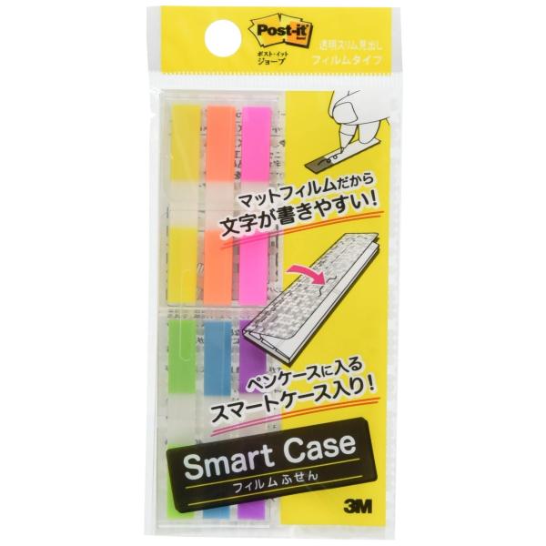ポストイット 付箋 ジョーブ スマートケース 透明スリム見出し 44×6mm 20枚 混色 6冊 5...