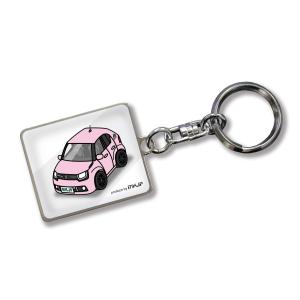 [MKJP] カスタムキーホルダー スズキ イグニス FF21S ベース：ホワイト 車カラー：ピンク