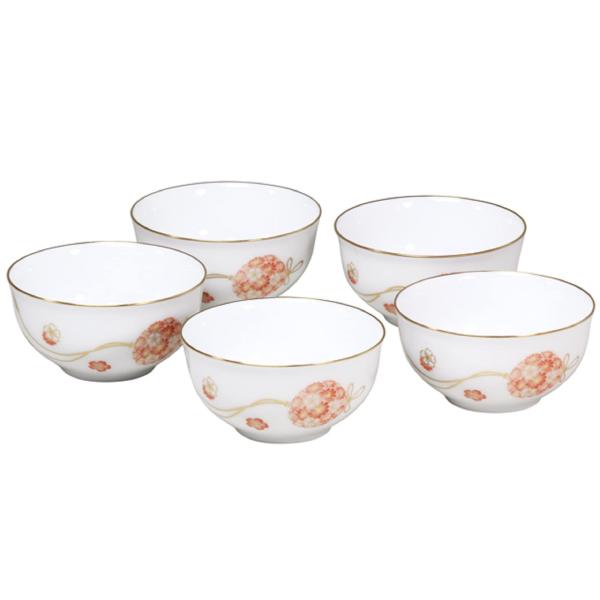 大倉陶園 花毬 湯呑5客揃 約185cc 日本製 51CV/3221