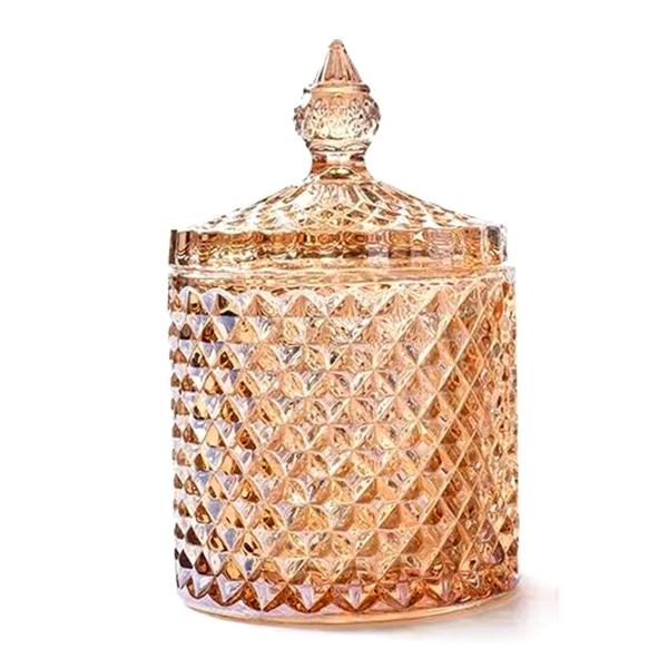 [narunaru] ガラス製 小物入れ 綿棒入れ 楊枝入れ インテリア 蓋付 (琥珀)