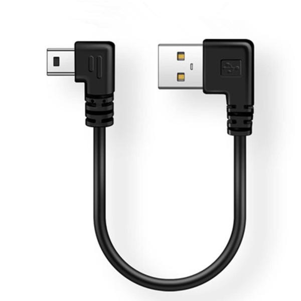 USB 2.0 ミニケーブル USB(A)オス-USB(miniB)オス 同時L型【0.25m】 左...