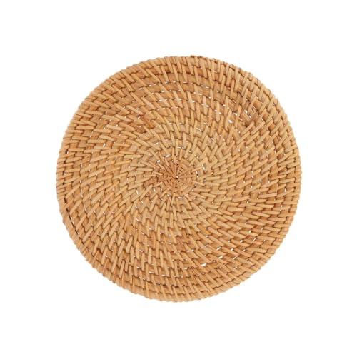 鍋敷き籐編 耐熱鍋敷き 丸型 洗える断熱マット ナチュラル ラタン 厚手 職人手編み オーブンシート...