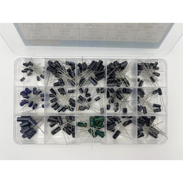 200pcs 電解コンデンサー セット with 収納ボックス- 0.1uF - 1000uf Ca...