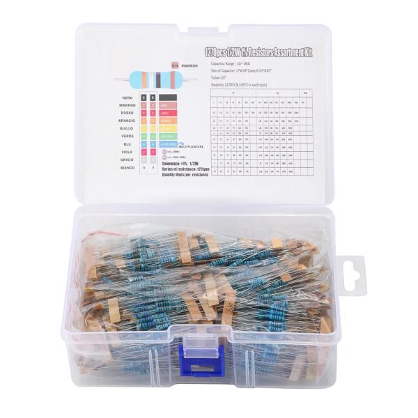PENGLIN 金属皮膜抵抗器 抵抗セット 1270本 1/2W 許容差1% 1R-1M 127種類...