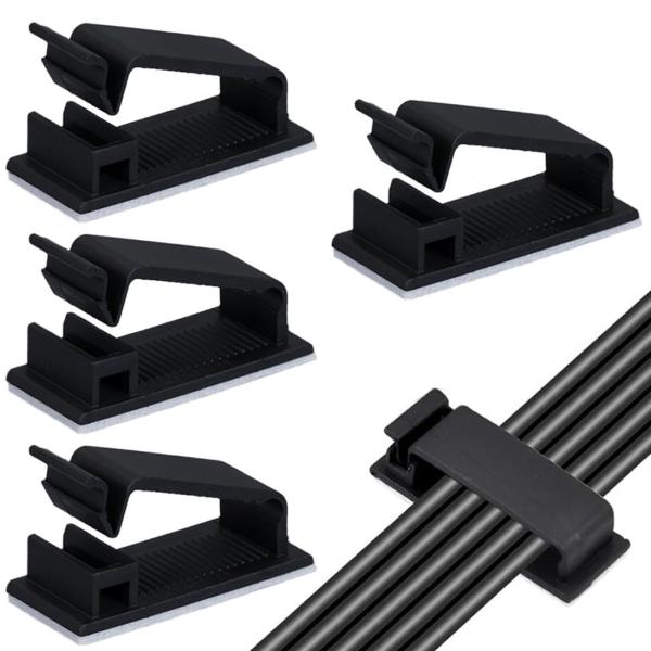 GEJ-Tech ケーブルクリップ 配線整理 ケーブルホルダー 両面テープ付 黒 白 配線止め (L...