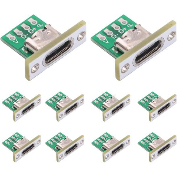 PENGLIN 10個 DIY OEM タイプCメスコネクタ、USB Cパネルマウントコンバータ、P...