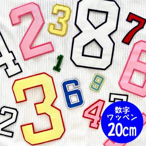 【【メール便送料無料】納期注意【数字ワッペン/特大（タテ約20センチ）】ふち刺繍★簡単！アイロン接着/ナンバー/ゼッケン/ワッペン