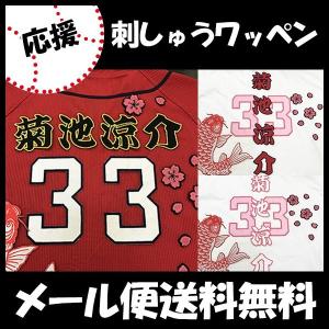 広島カープ 刺繍ワッペン 5点セット 筆記体【黒】桜ふちピンク/ 選べる