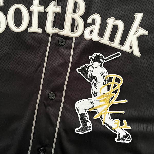 納期注意【ソフトバンクホークス 刺繍ワッペン 柳町 サイン付きシルエット 3】柳町達/応援歌/刺しゅ...