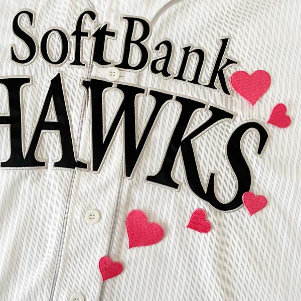 納期注意【ソフトバンクホークス 刺繍ワッペン ハート】【A】応援歌/ユニフォーム/優勝/プロ野球/刺...