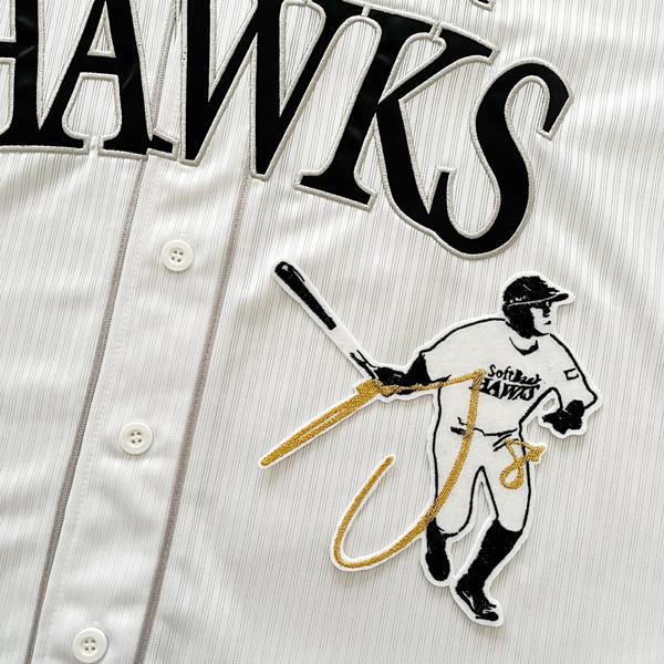 【【メール便送料無料】納期注意【ソフトバンクホークス 刺繍ワッペン 牧原 サイン付きシルエット 3】...