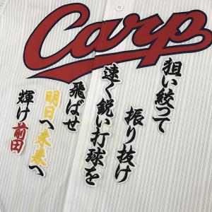 広島カープ 刺繍ワッペン 5点セット 筆記体【黒】桜ふちピンク/ 選べる