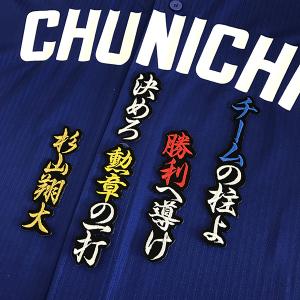 納期注意】中日 ドラゴンズ 刺繍ワッペン 岡林 サイン付シルエット 3