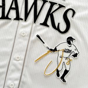 【新品】福岡ソフトバンクホークス　#6 今宮健太選手　刺繍 ユニホーム　M ホークスのホームユニへの刺繍 特大シルエット、応援歌、特大背